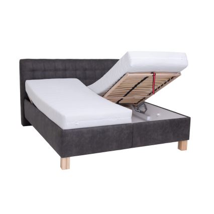 Lit rembourré VIOLET 180x200 cm avec matelas et coffre de rangement, gris foncé