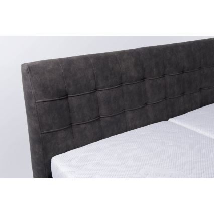 Lit rembourré VIOLET 180x200 cm avec matelas et coffre de rangement, gris foncé