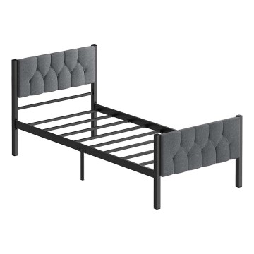 Lit simple en métal KAROM 90 x 200 cm, gris, charge maximale 120 kg