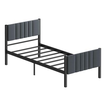 Lit simple en métal LUNOR 90 x 200 cm, anthracite, capacité de charge 120 kg