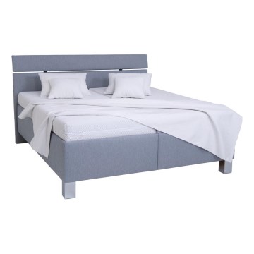 Lit tapissé ALIS 180 x 200 cm avec matelas et coffre de rangement, gris clair