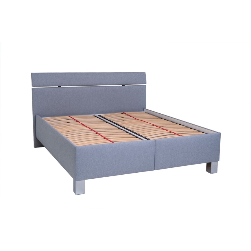 Lit tapissé ALIS 180 x 200 cm avec matelas et coffre de rangement, gris clair