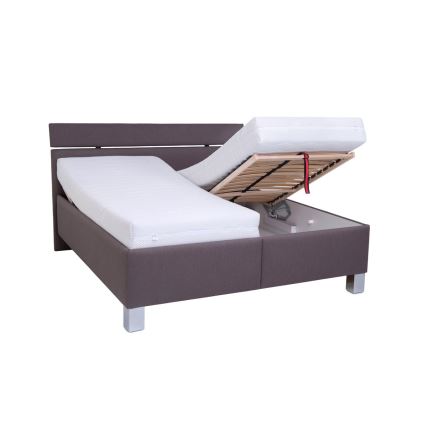 Lit tapissé ALIS 180x200 cm avec matelas inclus et coffre de rangement, marron