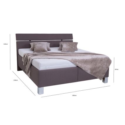 Lit tapissé ALIS 180x200 cm avec matelas inclus et coffre de rangement, marron