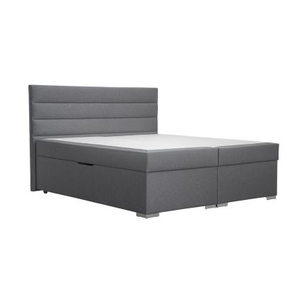 Lit tapissé avec rangement et matelas équipés de surmatelas NEW BOLERO 160x200 cm gris