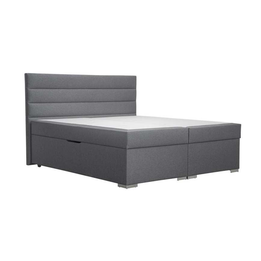 Lit tapissé avec rangement et matelas équipés de surmatelas NEW BOLERO 160x200 cm gris