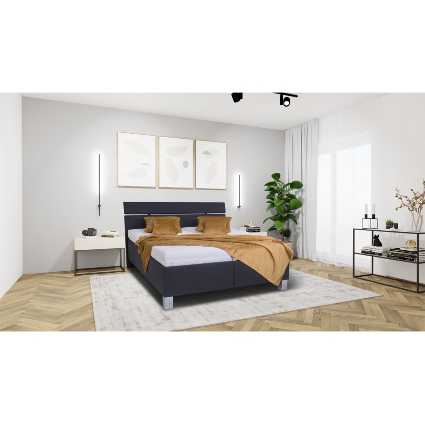 Lit tapissé avec coffre de rangement sans matelas ALIS 180x200 cm anthracite