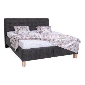 Lit tapissé avec coffre de rangement, sans matelas VIOLET 160 x 200 cm, gris foncé