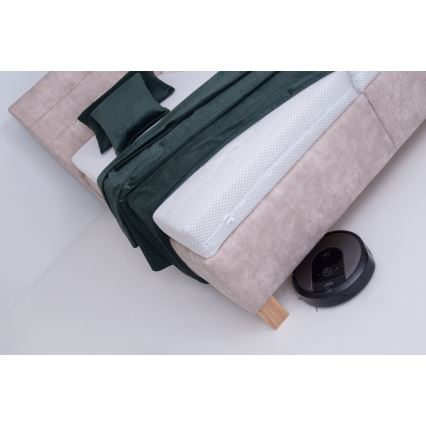 Lit tapissé avec coffre de rangement sans matelas VIOLET 180x200 cm beige