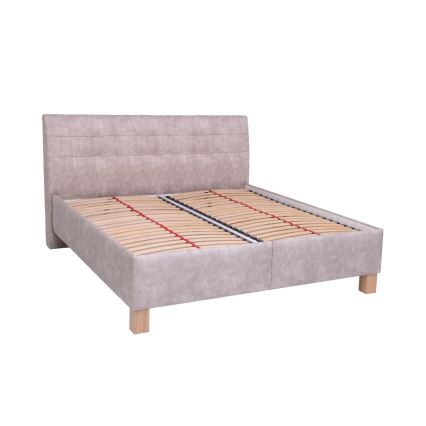 Lit tapissé avec coffre de rangement sans matelas VIOLET 180x200 cm beige