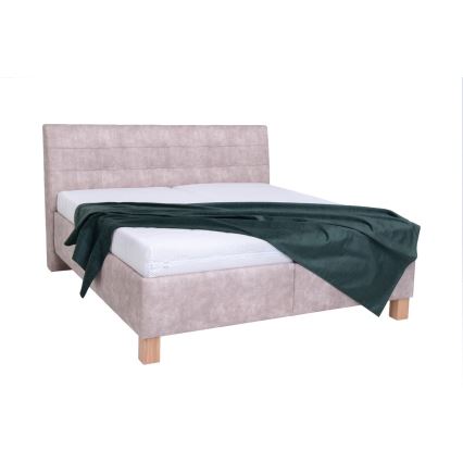 Lit tapissé avec coffre de rangement sans matelas VIOLET 180x200 cm beige
