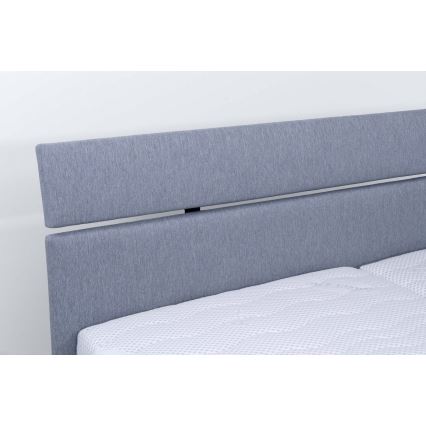 Lit tapissé avec matelas et coffre de rangement ALIS 160x200 cm gris clair