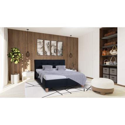 Lit tapissé avec matelas et coffre de rangement MARIA 160x200 cm anthracite