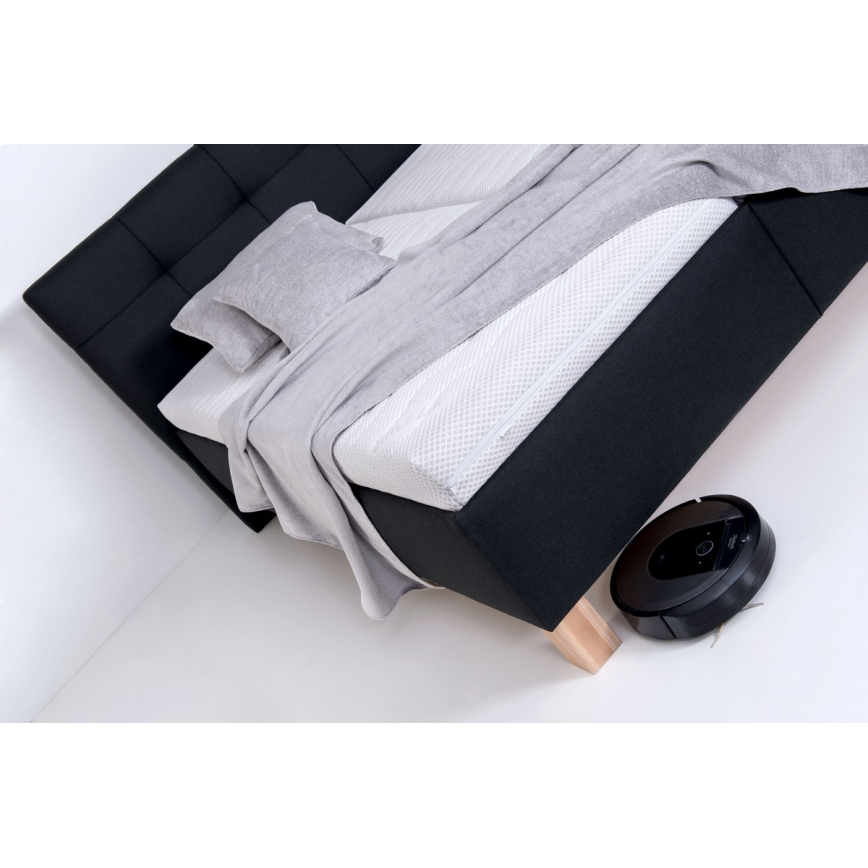 Lit tapissé avec matelas et coffre de rangement MARIA 160x200 cm anthracite