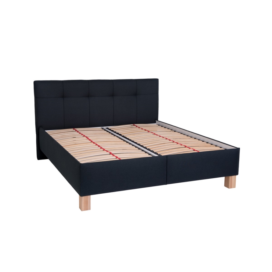 Lit tapissé avec matelas et coffre de rangement MARIA 160x200 cm anthracite