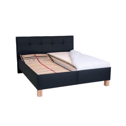 Lit tapissé avec matelas et coffre de rangement MARIA 160x200 cm anthracite