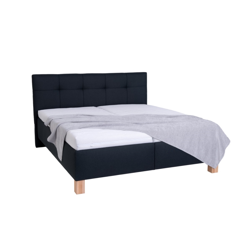 Lit tapissé avec matelas et coffre de rangement MARIA 160x200 cm anthracite