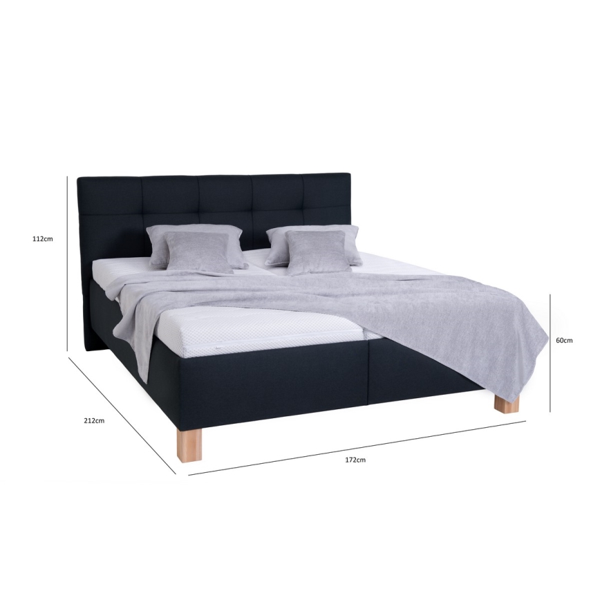 Lit tapissé avec matelas et coffre de rangement MARIA 160x200 cm anthracite