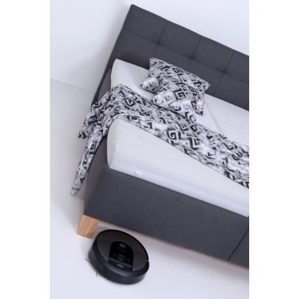 Lit tapissé avec matelas et coffre de rangement MARIA 180 x 200 cm gris