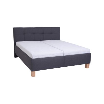 Lit tapissé avec matelas et coffre de rangement MARIA 180 x 200 cm gris