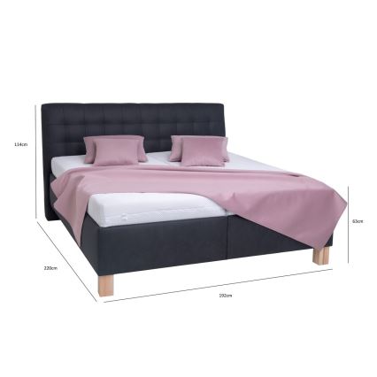Lit tapissé avec matelas et coffre de rangement VIOLET 180x200 cm anthracite
