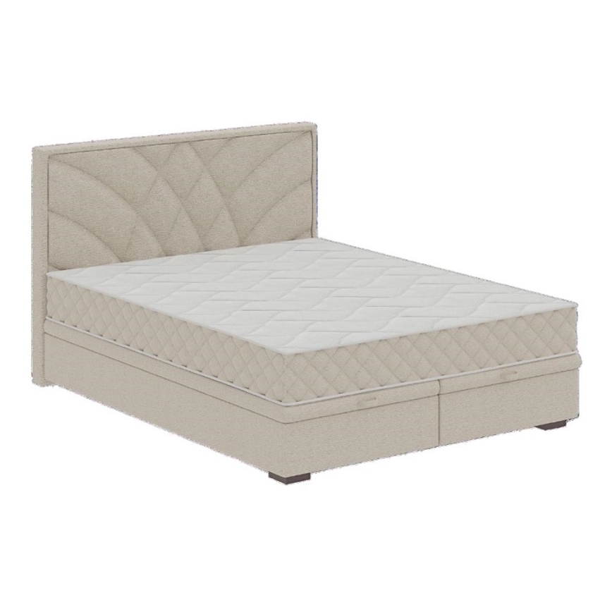 Lit tapissé avec matelas et espace de rangement GINA 140x200 cm beige