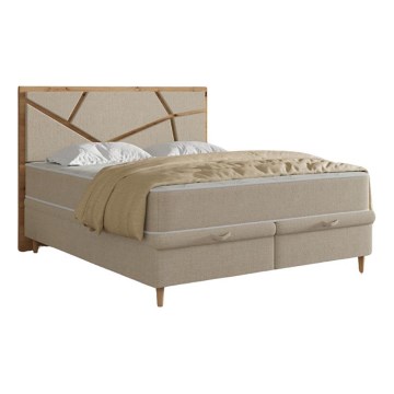 Lit tapissé avec matelas et espace de rangement NAOMI 160x200 cm beige