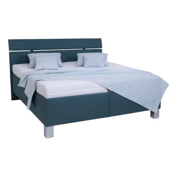 Lit tapissé avec matelas et rangement intégré ALIS 180x200 cm bleu pétrole