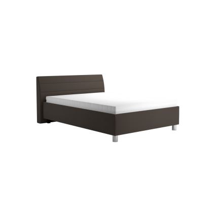 Lit tapissé DALMA 140x200 cm avec coffre de rangement et matelas, gris/marron