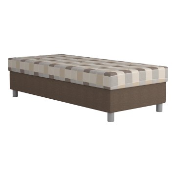 Lit tapissé GEORGE 90x200 cm avec coffre de rangement et matelas, brun