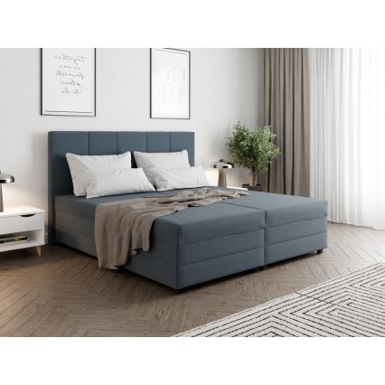 Lit tapissé ISABEL 180 x 200 cm avec matelas à ressorts et coffre de rangement, gris