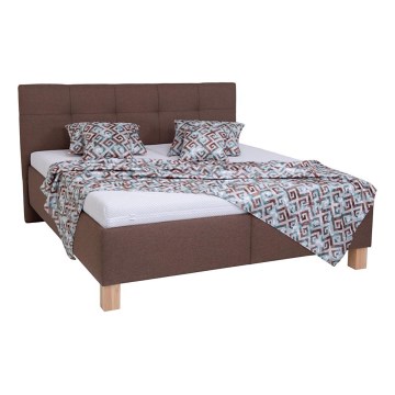 Lit tapissé MARIA 160 x 200 cm avec matelas et coffre de rangement, marron