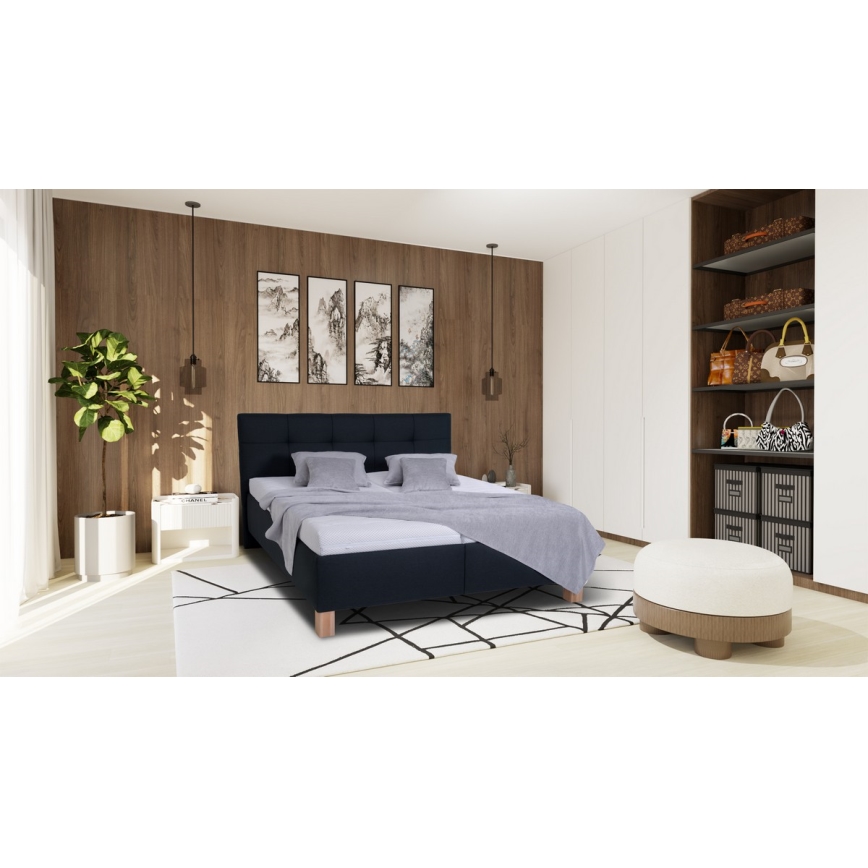 Lit tapissé MARIA 160x200 cm anthracite avec matelas et coffre de rangement