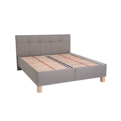 Lit tapissé MARIA 160x200 cm avec coffre de rangement, sans matelas, taupe