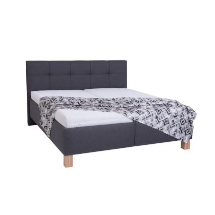 Lit tapissé MARIA 180 x 200 cm avec matelas et coffre de rangement, gris