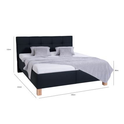 Lit tapissé MARIA 180x200 cm avec coffre de rangement, sans matelas, anthracite