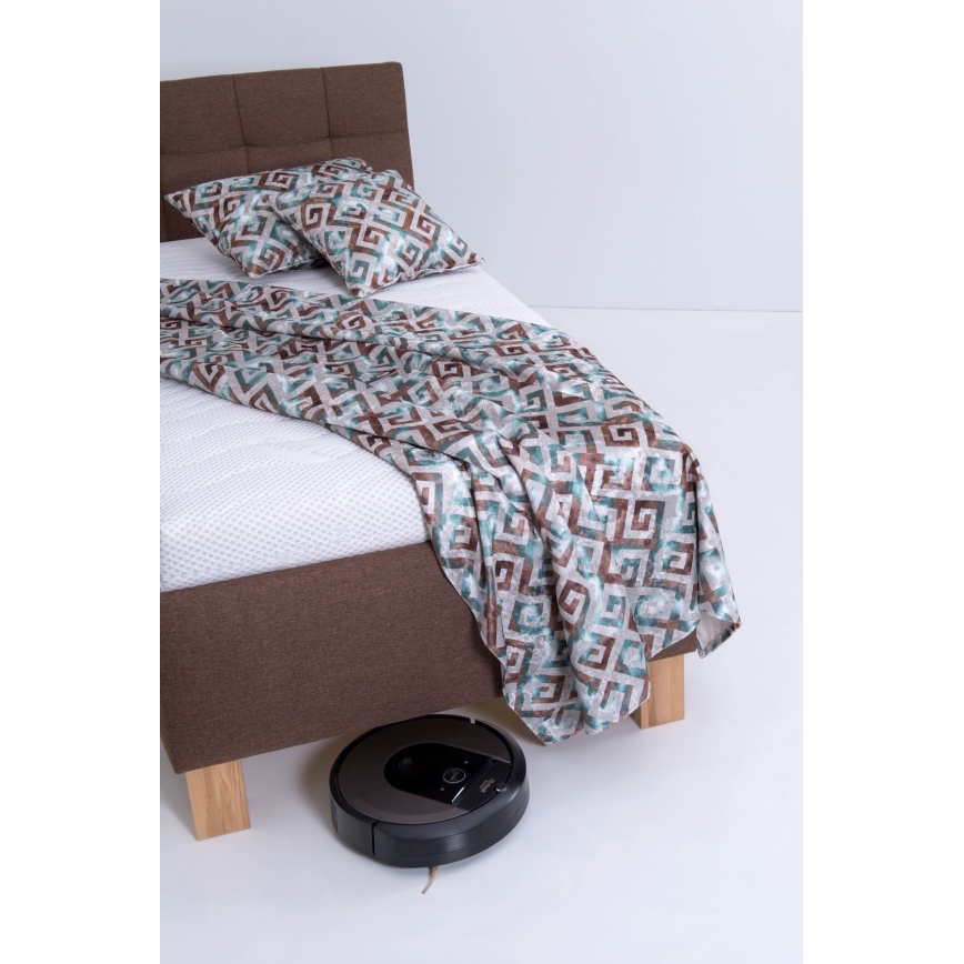 Lit tapissé MARIA ONE 90 x 200 cm avec coffre de rangement, marron, sans matelas