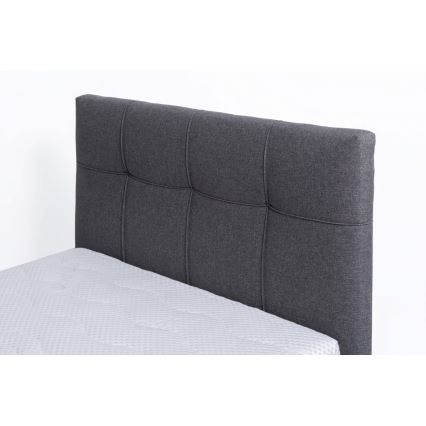 Lit tapissé MARIA ONE 90x200 cm avec matelas et coffre de rangement, gris