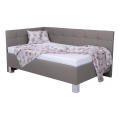 Lit tapissé MARIA PETITE 120 x 200 cm avec coffre de rangement, sans matelas — taupe