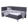 Lit tapissé MARIA PETITE 120 x 200 cm avec matelas et coffre de rangement, gris