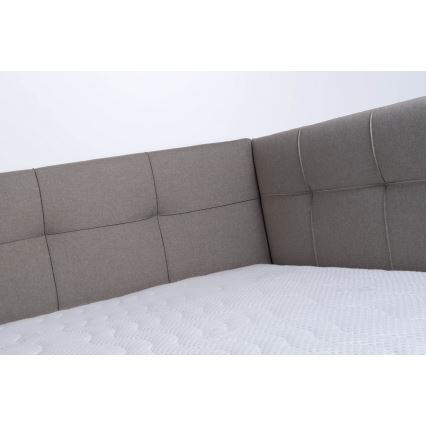 Lit tapissé MARIA PETITE 120 x 200 cm avec matelas et coffre de rangement taupe