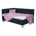 Lit tapissé MARIA PETITE 120x200 cm avec coffre de rangement, sans matelas, anthracite