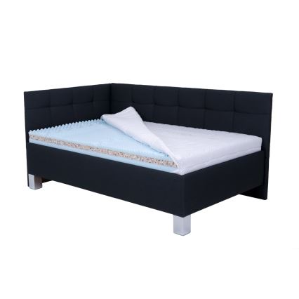 Lit tapissé MARIA PETITE 120x200 cm avec coffre de rangement, sans matelas, anthracite