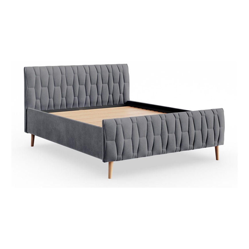 Lit tapissé sans matelas FLORA 180x200 cm gris
