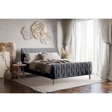 Lit tapissé sans matelas FLORA 180x200 cm gris