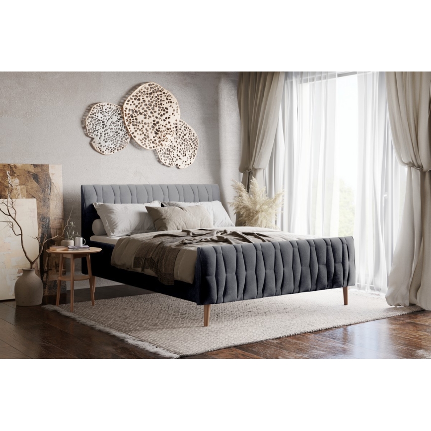 Lit tapissé sans matelas FLORA 180x200 cm gris