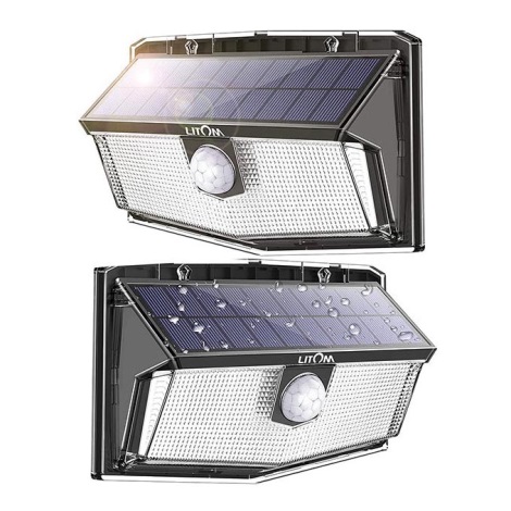 Litom - SET 2x Solar LED Wandlamp met Sensor LED/3,7V IP67