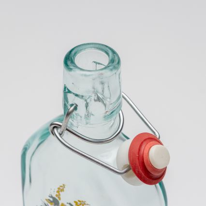Lot 1x bouteille en verre et 2x verre à shot transparent avec un motif de lièvre