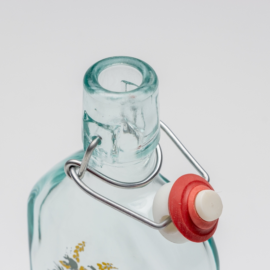 Lot 1x bouteille en verre et 2x verre à shot transparent avec un motif de lièvre