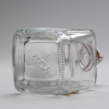 Lot 1x bouteille en verre et 2x verre à shot transparent avec un motif de renard